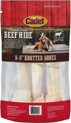 Show full view: Cadet Beef Hide Knotted Bone Dog Chew, 8-9-in, 3 count slide 3 of 8