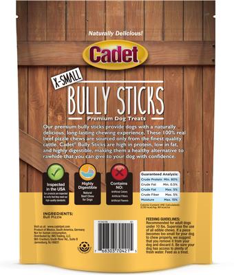 Show full view: Cadet Bully Hide Sticks Dog Chews, X-Small, 8-oz slide 10 of 12