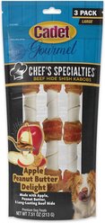 Cadet Chef's Specialties Beef Hide Shish Kabob Apple Peanut Butter Delight Flavor, Apple & Peanut Butter Dog Chews, Large, 3 count