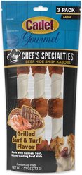Cadet Chef's Specialties Beef Hide Shish Kabobs Grilled Surf & Turf Flavor Dog Chews, Large, 3 count
