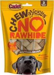 Cadet Chewalicious Chewy 'N Crunchy Braids Chicken Flavor Dog Chews, Small, 3 count