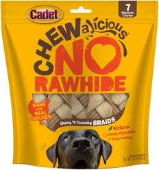 Cadet Chewalicious Chewy 'N Crunchy Braids Chicken Flavor Dog Chews, Small, 7 count