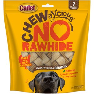 Cadet Chewalicious Chewy 'N Crunchy Braids Chicken Flavor Dog Chews, Small, 7 count