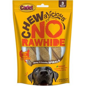 Cadet Chewalicious Chewy 'N Crunchy Spirals Chicken Flavor Dog Chews, Small, 3 count