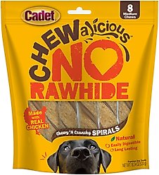 Cadet Chewalicious Chewy 'N Crunchy Spirals, Rawhide-Free Chicken Crunchy Dog Treats, Small, 8 count