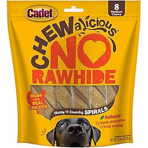 Cadet Chewalicious Chewy 'N Crunchy Spirals, Rawhide-Free Chicken Crunchy Dog Treats, Small, 8 count