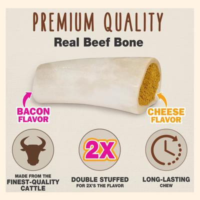 Show full view: Cadet Double Stuffed Shin Bones Bacon & Cheese Flavor Large Dog Bones, 8.5-oz slide 3 of 8