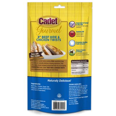 Show full view: Cadet Gourmet Beef Hide & Chicken Twists Sticks Chicken Flavor Dog Chews, 8-in, 6 count slide 7 of 10