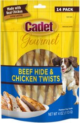 Cadet Gourmet Beef Hide & Chicken Twists Sticks Chicken Flavor Dog Chews, 5-in, 14 count