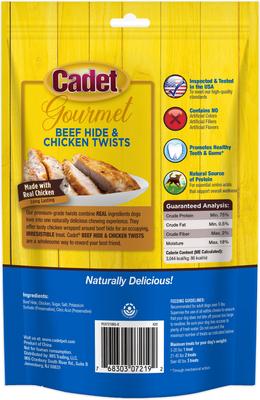Show full view: Cadet Gourmet Beef Hide & Chicken Twists Sticks Chicken Flavor Dog Chews, 5-in, 14 count slide 4 of 12