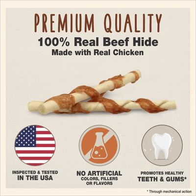 Show full view: Cadet Gourmet Beef Hide & Chicken Twists Sticks Chicken Flavor Dog Chews, 5-in, 14 count slide 5 of 12