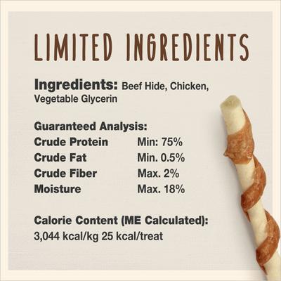 Show full view: Cadet Gourmet Beef Hide & Chicken Twists Sticks Chicken Flavor Dog Chews, 5-in, 14 count slide 6 of 12