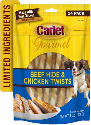 Show full view: Cadet Gourmet Beef Hide & Chicken Twists Sticks Chicken Flavor Dog Chews, 5-in, 14 count slide 10 of 12
