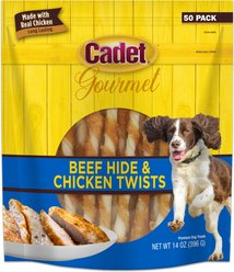 Cadet Gourmet Beef Hide & Chicken Twists Sticks Dog Treats, 5-in, 50 count