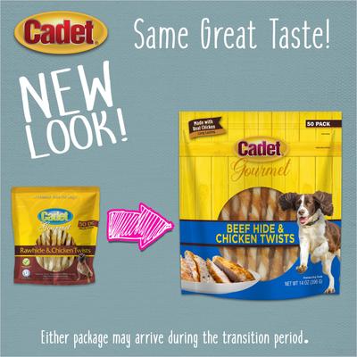 Show full view: Cadet Gourmet Beef Hide & Chicken Twists Sticks Chicken Flavor Dog Chews, 5-in, 50 count slide 3 of 12