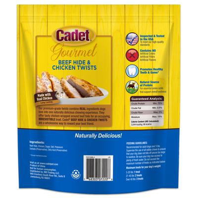 Show full view: Cadet Gourmet Beef Hide & Chicken Twists Sticks Chicken Flavor Dog Chews, 5-in, 50 count slide 4 of 12