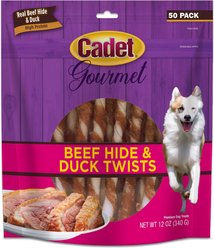 Cadet Gourmet Beef Hide & Duck Dog Twist Sticks Duck Flavor Dog Chews, 5-in, 50 count