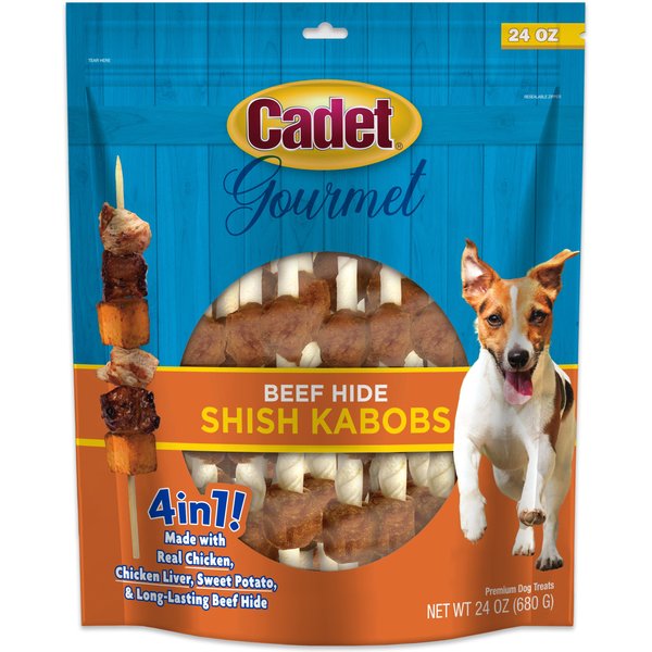 Cadet Gourmet Beef Hide Shish Kabobs Chicken, Liver & Sweet Potato Flavor Small Dog Chews