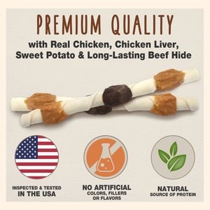 Cadet Gourmet Beef Hide Shish Kabobs Chicken & Sweet Potato Flavor Dog Chews, X-Large, 2 count