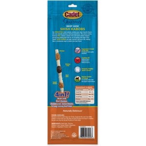 Cadet Gourmet Beef Hide Shish Kabobs Chicken & Sweet Potato Flavor Dog Chews, X-Large, 2 count