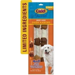 Cadet Gourmet Beef Hide Shish Kabobs Chicken & Sweet Potato Flavor Dog Chews, X-Large, 2 count
