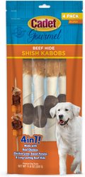 Cadet Gourmet Beef Hide Shish Kabob Dog Treats, Chicken, Liver, & Sweet Potato, X-Large, 4 Count