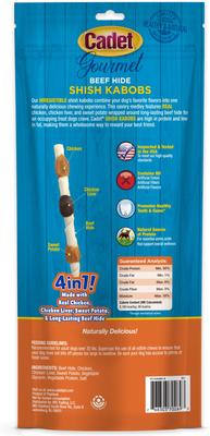 Show full view: Cadet Gourmet Beef Hide Shish Kabobs Chicken & Sweet Potato Flavor Dog Chews, X-Large, 4 Count slide 10 of 12