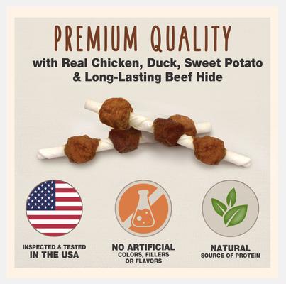 Show full view: Cadet Gourmet Beef Hide Shish Kabobs Chicken, Liver & Sweet Potato Flavor Small Dog Chews, 12-oz slide 4 of 12