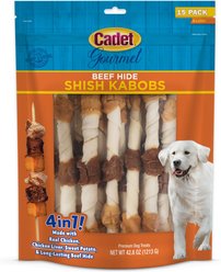 Cadet Gourmet Beef Hide Shish Kabobs Chicken & Sweet Potato Flavor Dog Chews, X-Large, 15 count