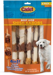 Cadet Gourmet Beef Hide Shish Kabob Extra Large Dog Chews, 10-in, 8 pack