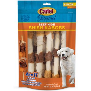 Cadet Gourmet Beef Hide Shish Kabobs Chicken & Sweet Potato Flavor Dog Chews, X-Large, 8 count
