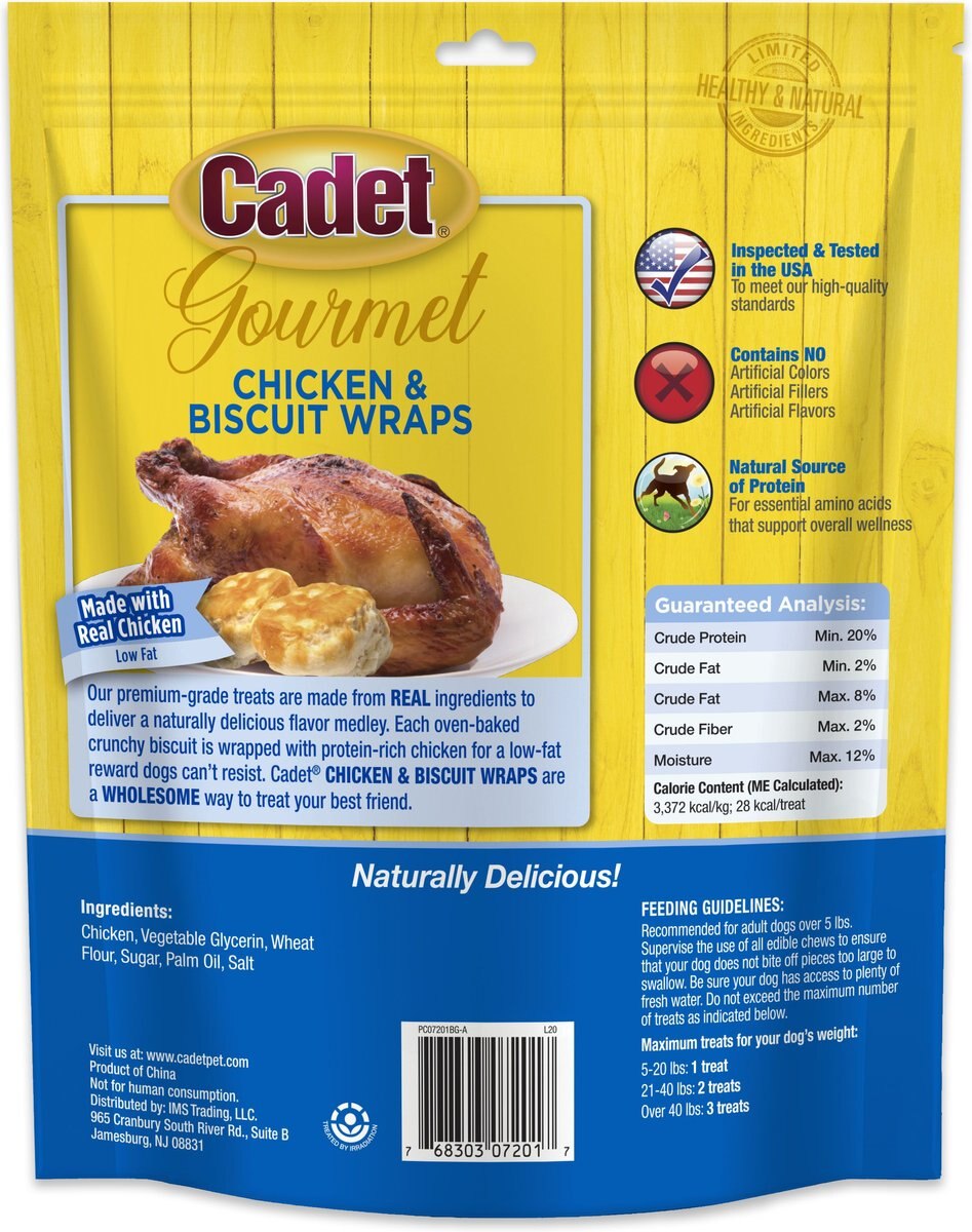 Cadet Gourmet Chicken Wrapped Biscuits Chicken Flavor Dog Treats