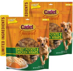 Cadet Gourmet Chicken-Wrapped Sweet Potato Dog Treat Wraps, 28-oz bag, bundle of 2
