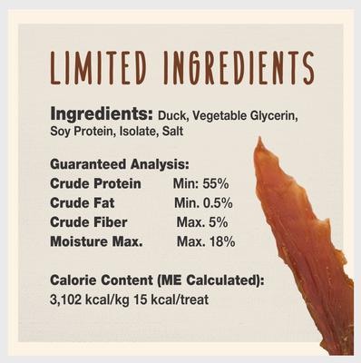 Show full view: Cadet Gourmet Duck Breast Jerky Treats Duck Flavor Dog Treats, 3-oz pouch slide 4 of 13
