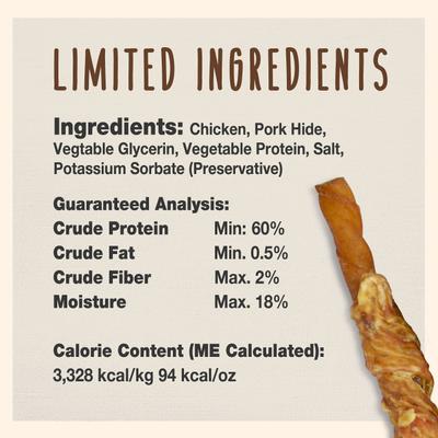 Show full view: Cadet Gourmet Pork Hide Twist Sticks Chicken Flavor Dog Chews, 5-in, 22 count slide 4 of 10