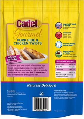 Show full view: Cadet Gourmet Pork Hide Twist Sticks Chicken Flavor Dog Chews, 5-in, 22 count slide 8 of 10