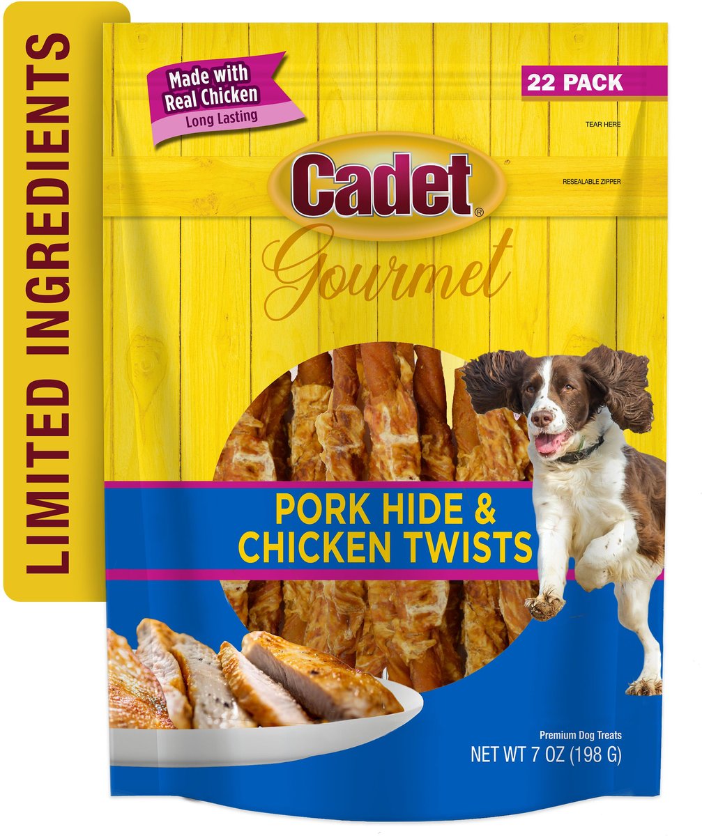 Cadet Gourmet Pork Hide Twist Sticks Chicken Flavor Dog Chews