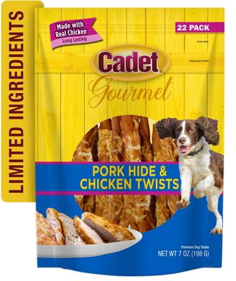 Show full view: Cadet Gourmet Pork Hide Twist Sticks Chicken Flavor Dog Chews, 5-in, 22 count slide 9 of 10