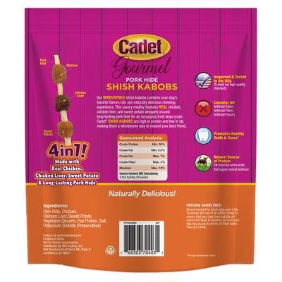 Show full view: Cadet Gourmet Pork Hide Shish Kabobs Pork Flavor Dog Chews, Small, 18 count slide 8 of 9