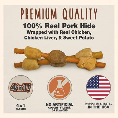 Show full view: Cadet Gourmet Pork Hide Shish Kabobs Pork Flavor Dog Chews, Small, 36 count slide 3 of 9