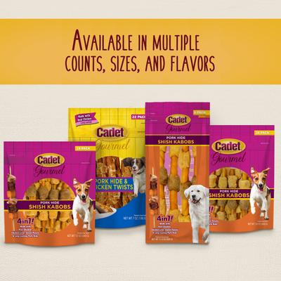 Show full view: Cadet Gourmet Pork Hide Shish Kabobs Pork Flavor Dog Chews, Small, 36 count slide 6 of 9
