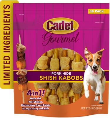 Show full view: Cadet Gourmet Pork Hide Shish Kabobs Pork Flavor Dog Chews, Small, 36 count slide 9 of 9