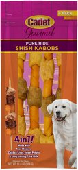 Cadet Gourmet Pork Hide Shish Kabobs Pork Flavor Dog Chews, X-Large, 4 count