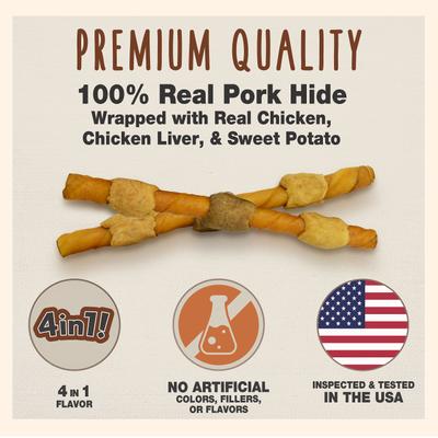 Show full view: Cadet Gourmet Pork Hide Shish Kabobs Pork Flavor Dog Chews, X-Large, 4 count slide 3 of 9