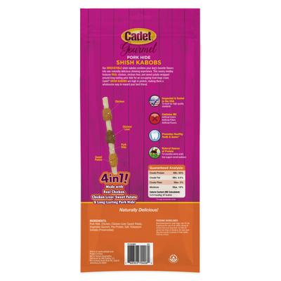 Show full view: Cadet Gourmet Pork Hide Shish Kabobs Pork Flavor Dog Chews, X-Large, 4 count slide 8 of 9