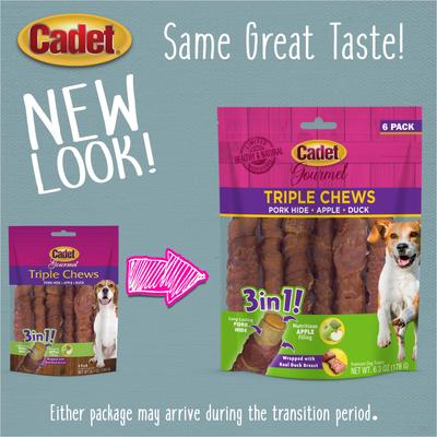 Show full view: Cadet Gourmet Triple Chew Twists Apple & Duck Flavor Dog Chews, 6 count slide 3 of 12