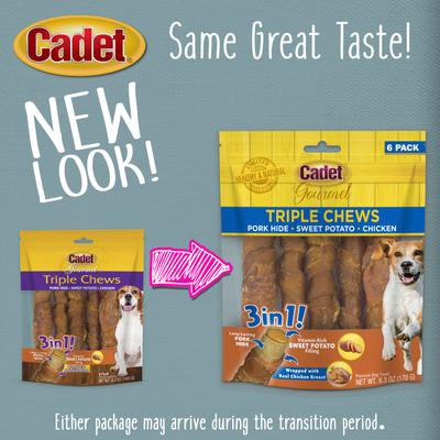 Show full view: Cadet Gourmet Triple Chew Twists Chicken & Sweet Potato Flavor Dog Chews, 6 count slide 6 of 10