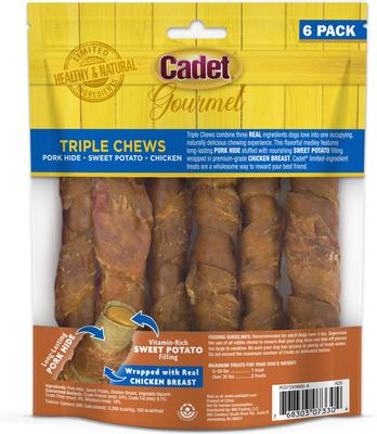 Show full view: Cadet Gourmet Triple Chew Twists Chicken & Sweet Potato Flavor Dog Chews, 6 count slide 9 of 10