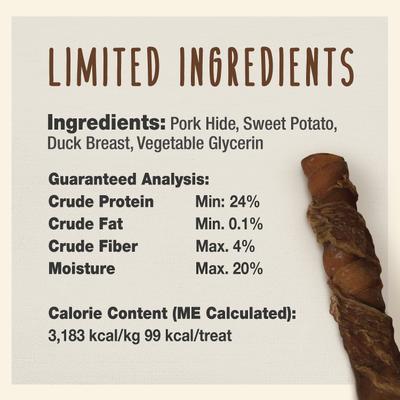 Show full view: Cadet Gourmet Triple Chew Twists Duck & Sweet Potato Flavor Dog Chews, 6 count slide 6 of 10