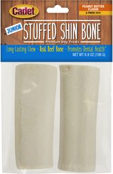 Cadet Junior Stuffed Shin Bones Peanut Butter Flavor Dog Bones, Mini, 2 count